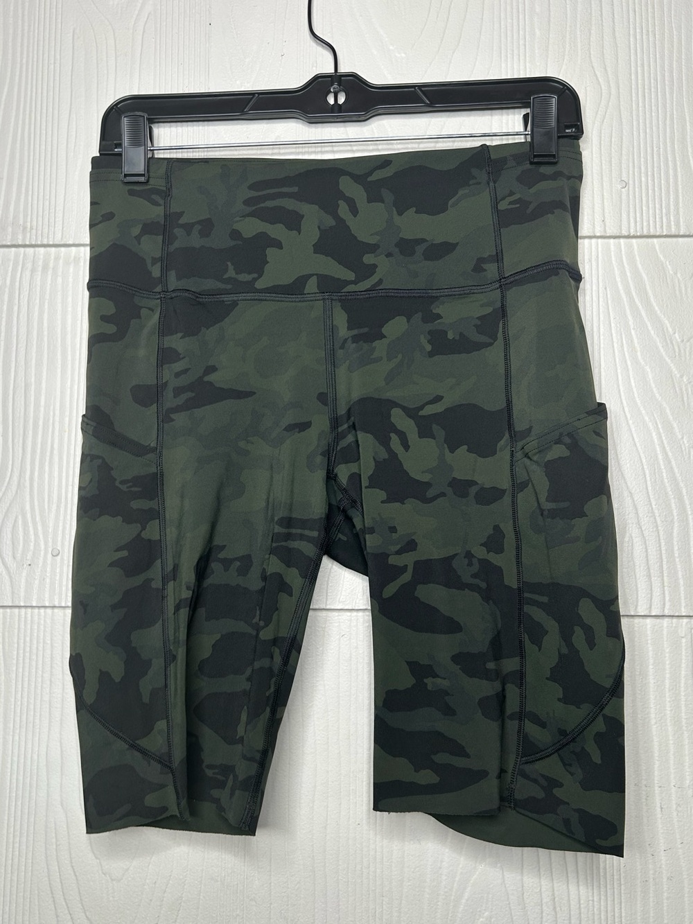 lululemon athletica Dark Green Camo Mid-Rise Athletic Shorts